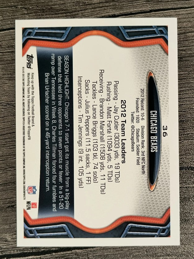 2013 Topps #36 Chicago Bears/Earl Bennett/Brandon Marshall/Tim Jennings
