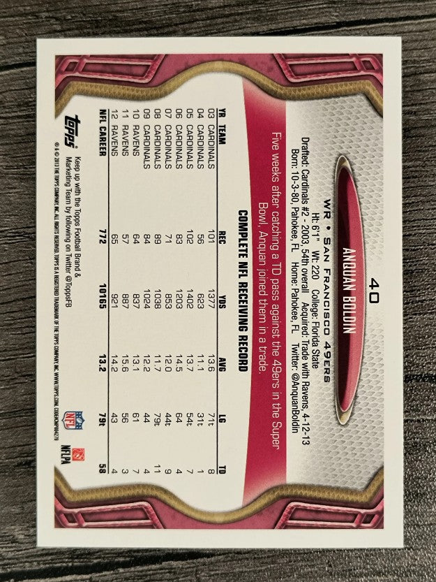 2013 Topps #40A Anquan Boldin/red jersey