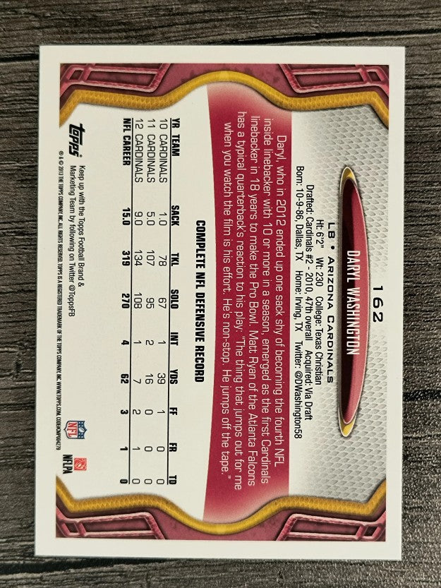 2013 Topps #162 Daryl Washington