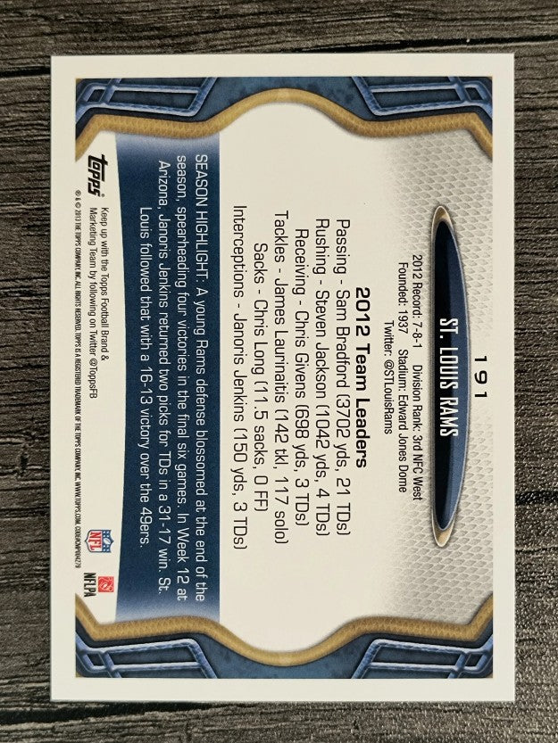 2013 Topps #191 St. Louis Rams/Janoris Jenkins/James Laurinaitis