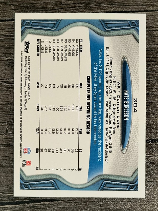 2013 Topps #204 Nate Burleson