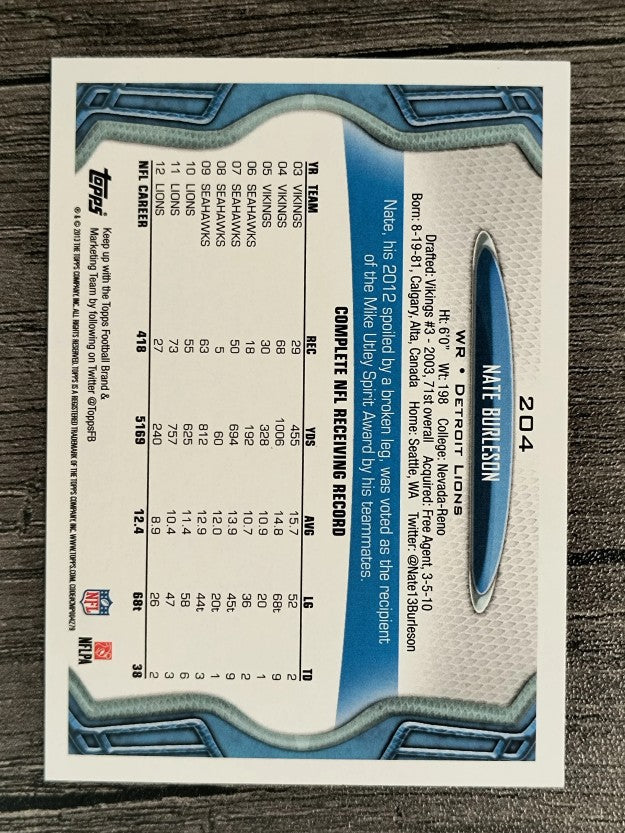 2013 Topps #204 Nate Burleson