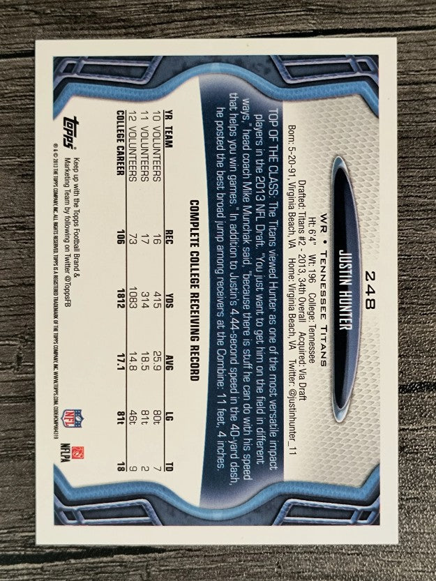 2013 Topps #248B Justin Hunter SP/ball in right hand (VGEX)