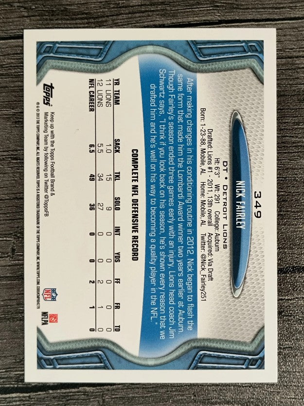 2013 Topps #349 Nick Fairley