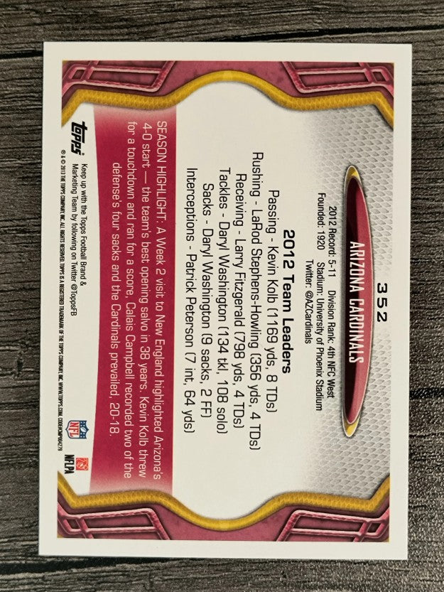 2013 Topps #352 Arizona Cardinals/Patrick Peterson/Paris Lenon