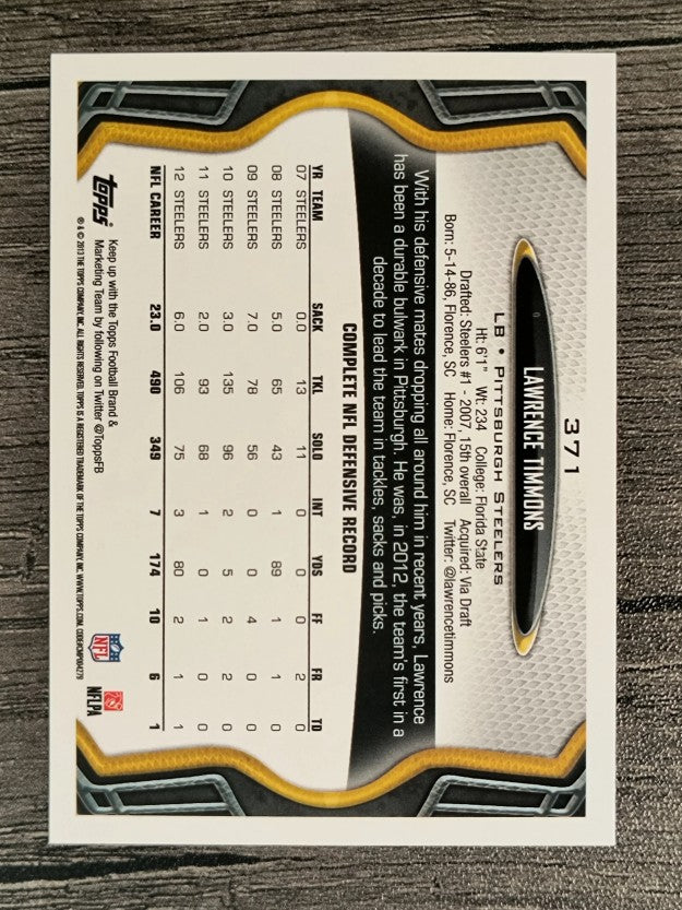 2013 Topps #371 Lawrence Timmons
