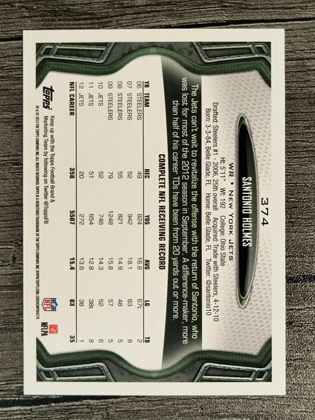 2013 Topps #374 Santonio Holmes