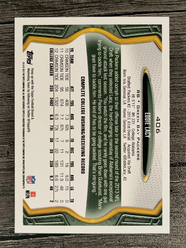 2013 Topps #406A Eddie Lacy RC/ball in both hands