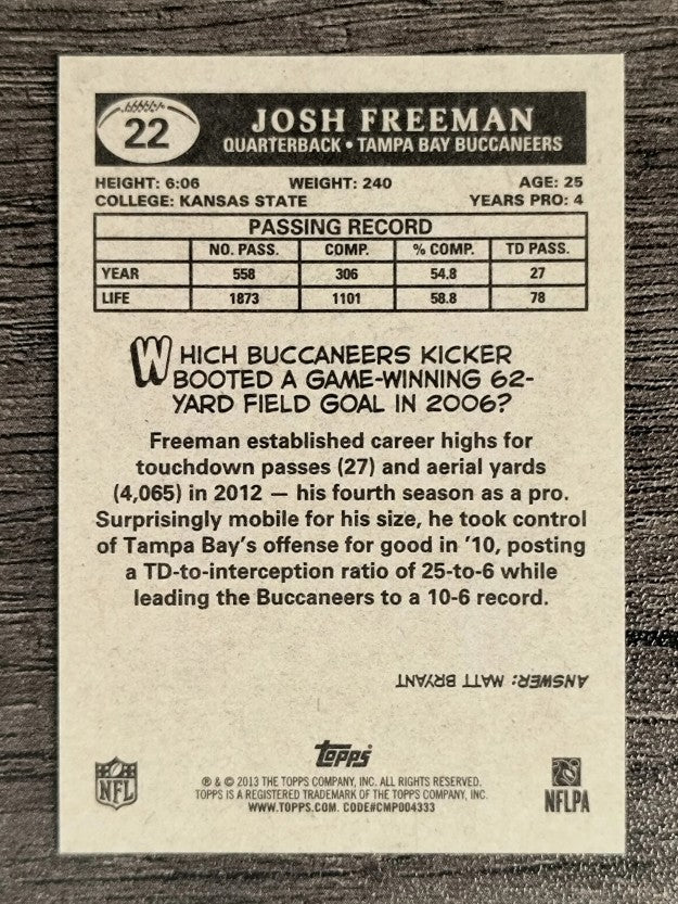 2013 Topps 1959 Mini #22 Josh Freeman