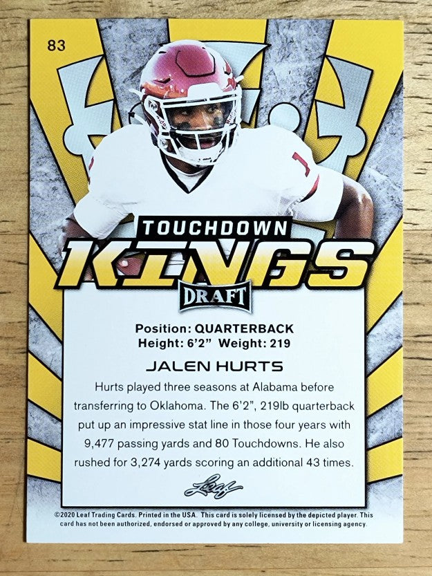 2020 Leaf Draft #83 Jalen Hurts TK