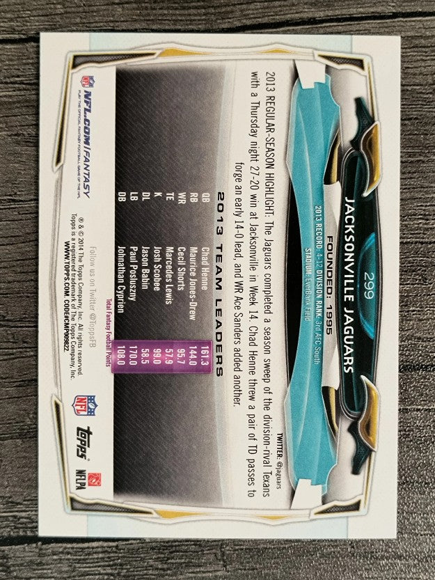 2014 Topps #299 Jacksonville Jaguars/Chad Henne/Mike Brown/Maurice Jones-Drew