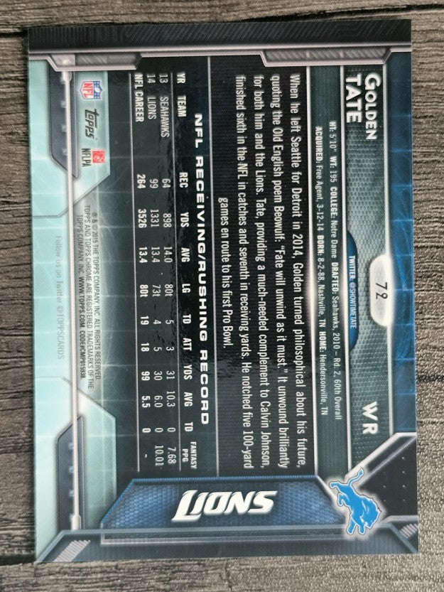 2015 Topps Chrome #72 Golden Tate