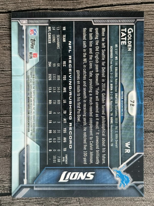 2015 Topps Chrome #72 Golden Tate