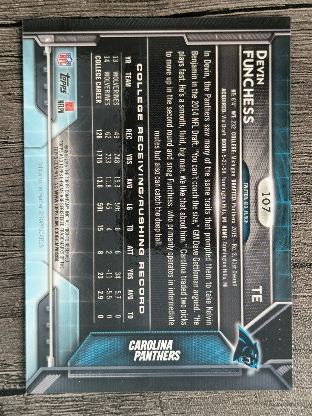 2015 Topps Chrome #107A Devin Funchess RC/feet on ground