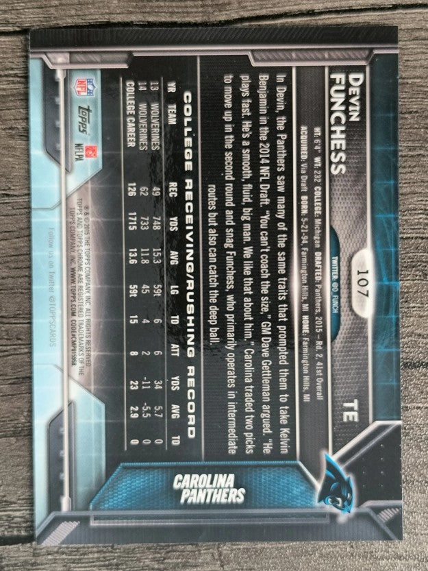 2015 Topps Chrome #107A Devin Funchess RC/feet on ground