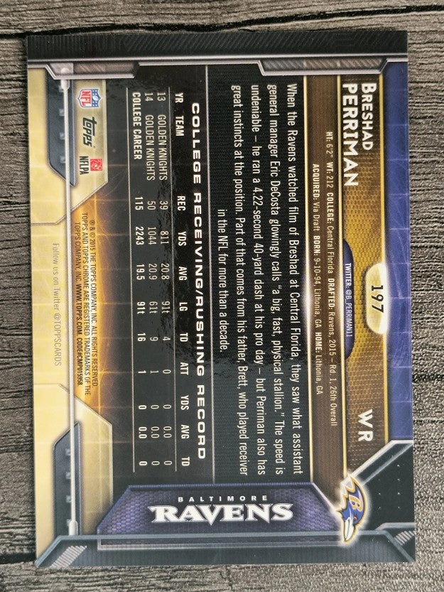 2015 Topps Chrome #197A Breshad Perriman RC/running