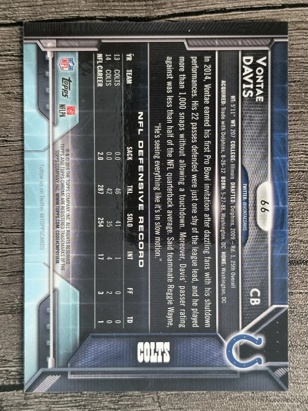 2015 Topps Chrome Refractors #66 Vontae Davis