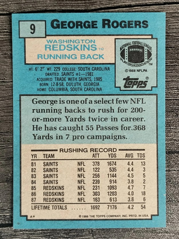 1988 Topps #9 George Rogers