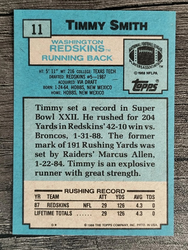 1988 Topps #11 Timmy Smith SR