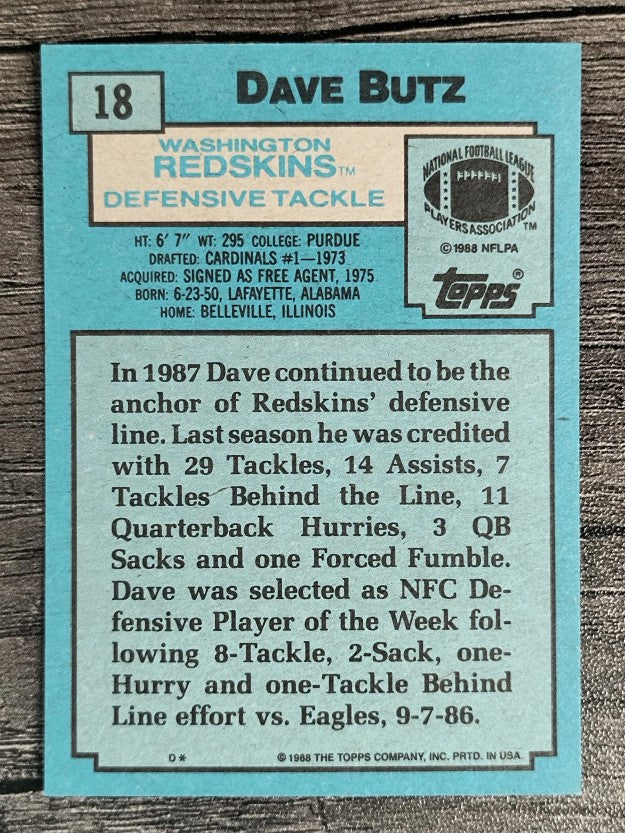 1988 Topps #18 Dave Butz