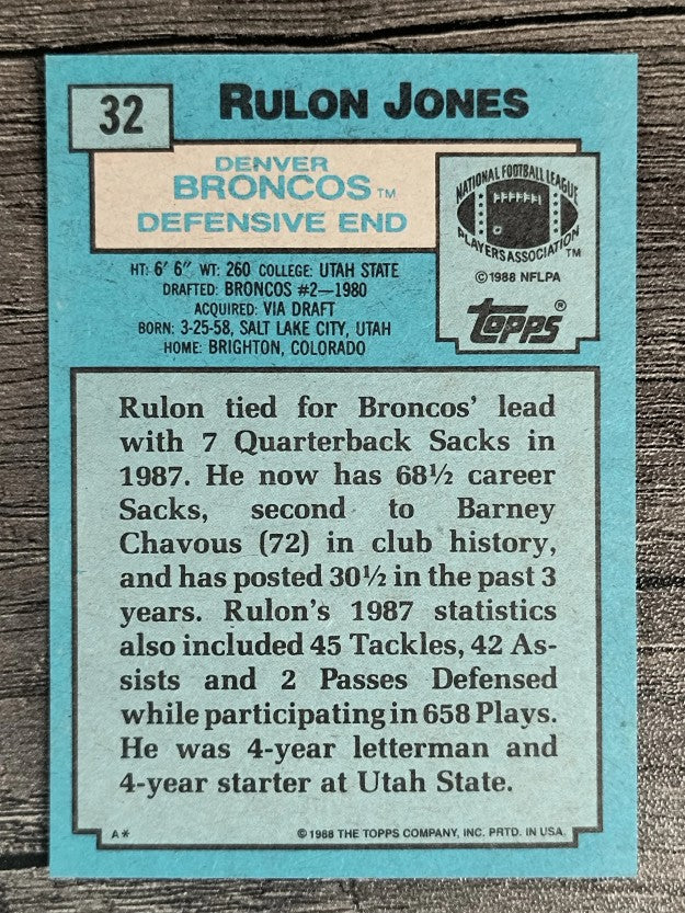 1988 Topps #32 Rulon Jones