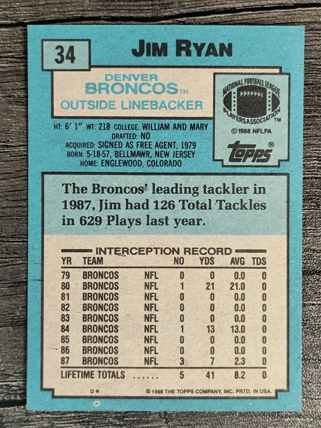 1988 Topps #34 Jim Ryan