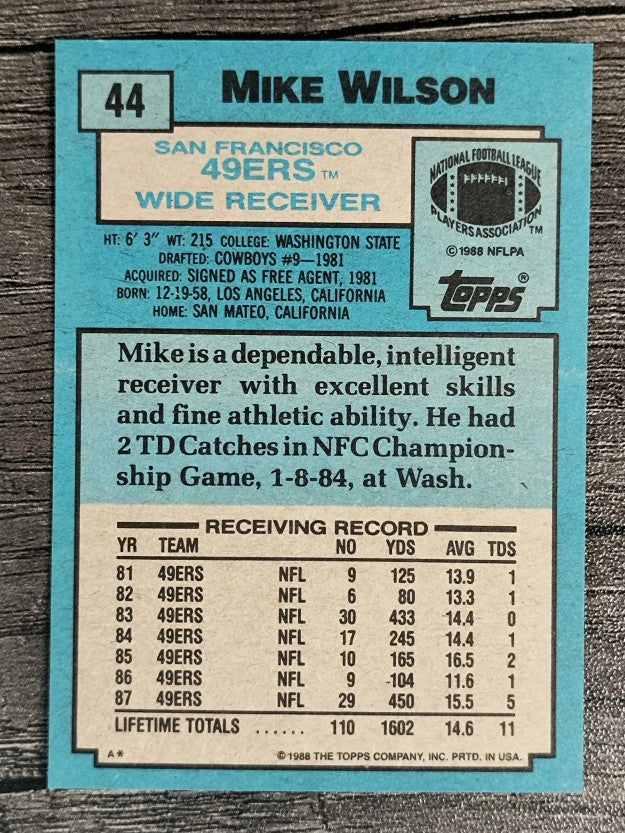 1988 Topps #44 Mike Wilson RC