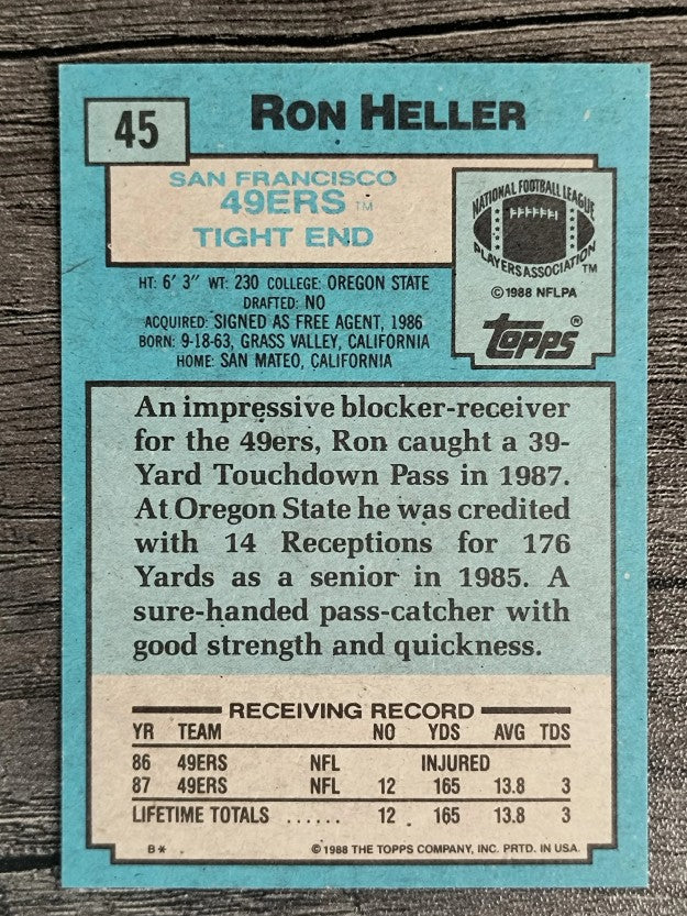 1988 Topps #45 Ron Heller RC