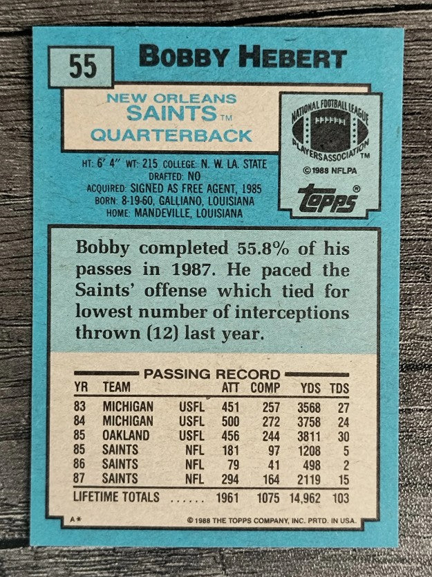 1988 Topps #55 Bobby Hebert
