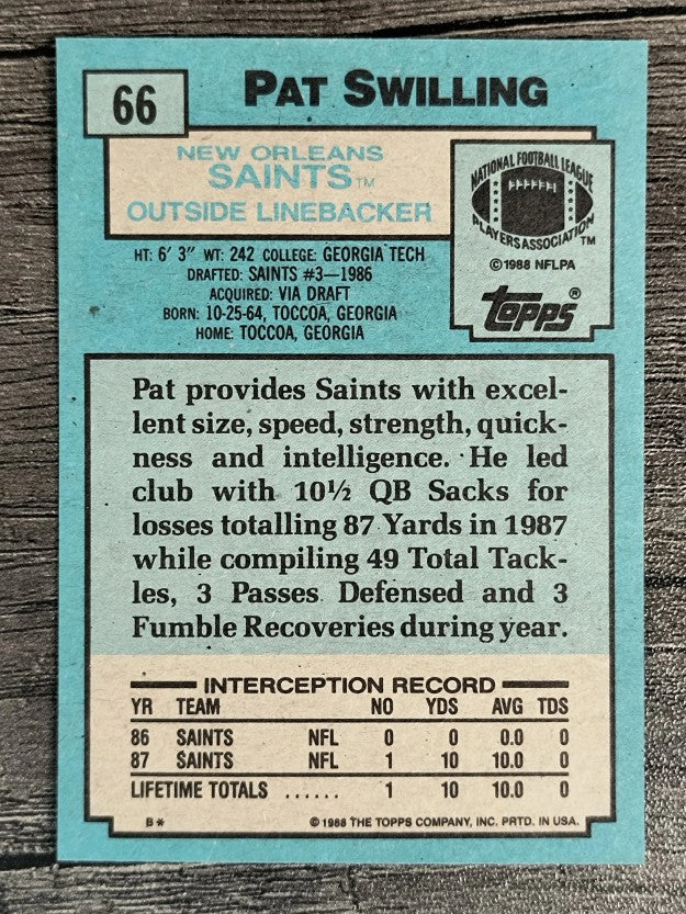1988 Topps #66 Pat Swilling RC