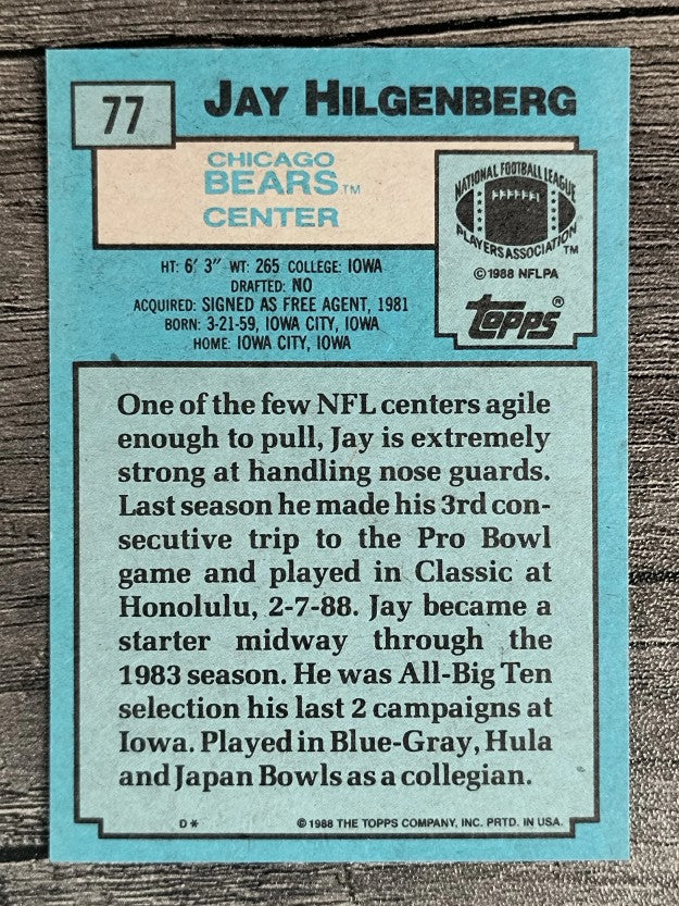 1988 Topps #77 Jay Hilgenberg