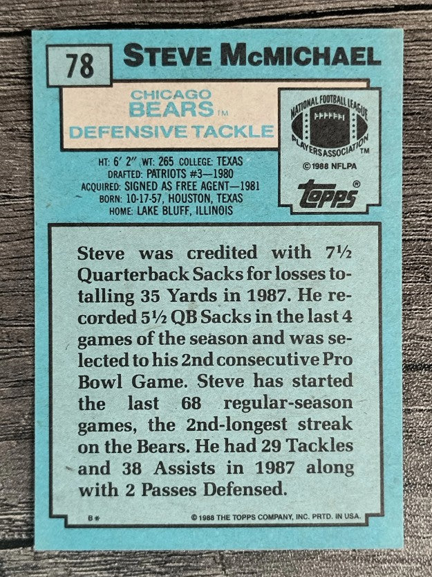 1988 Topps #78 Steve McMichael