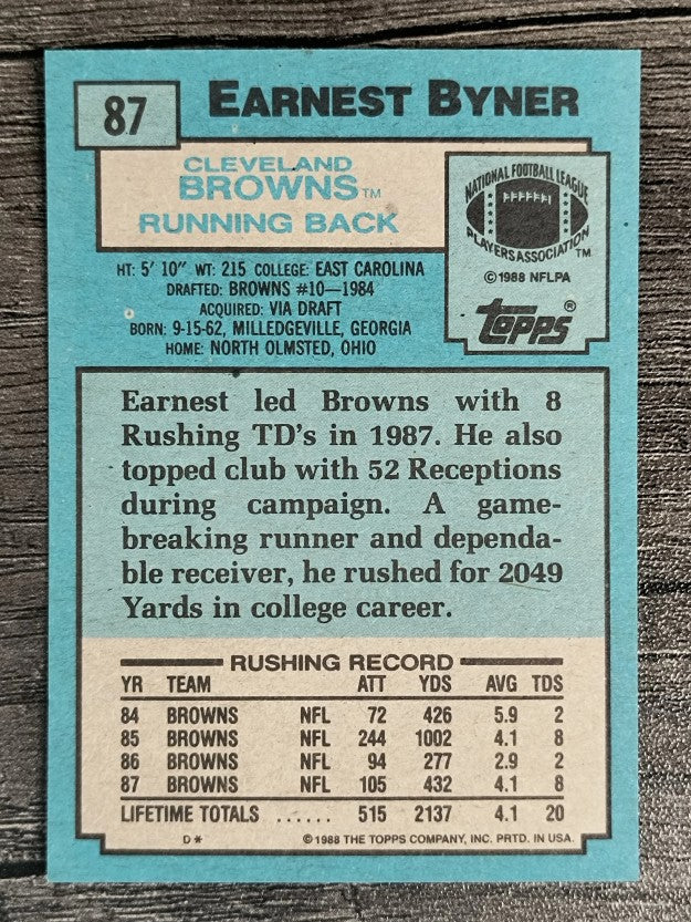 1988 Topps #87 Earnest Byner