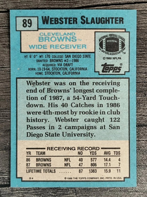 1988 Topps #89 Webster Slaughter RC
