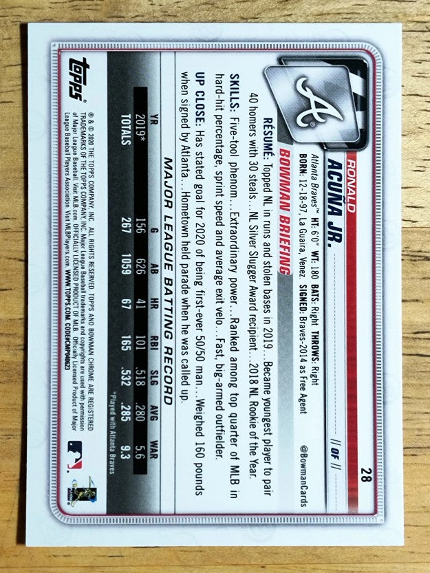 2020 Bowman Chrome #28 Ronald Acuna Jr.