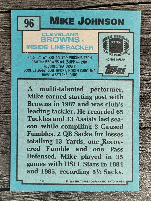 1988 Topps #96 Mike Johnson RC