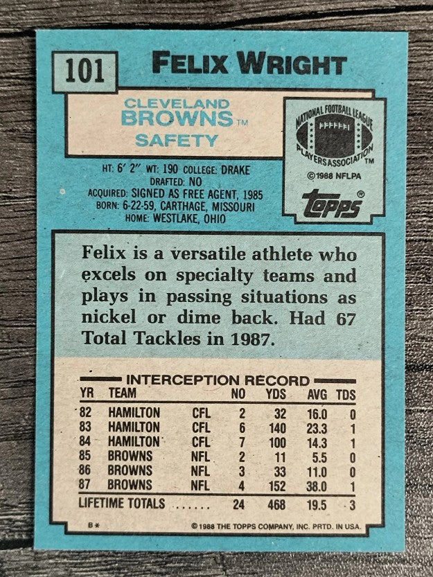 1988 Topps #101 Felix Wright RC