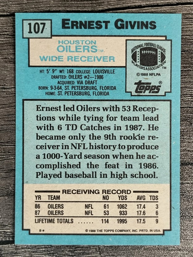 1988 Topps #107 Ernest Givins