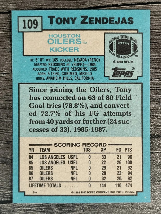 1988 Topps #109 Tony Zendejas RC
