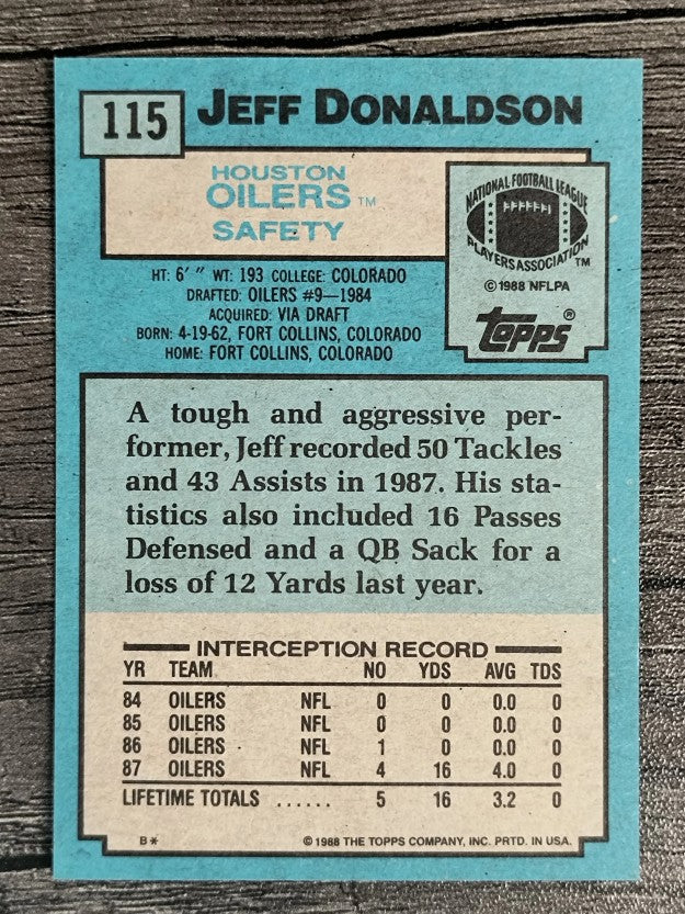 1988 Topps #115 Jeff Donaldson