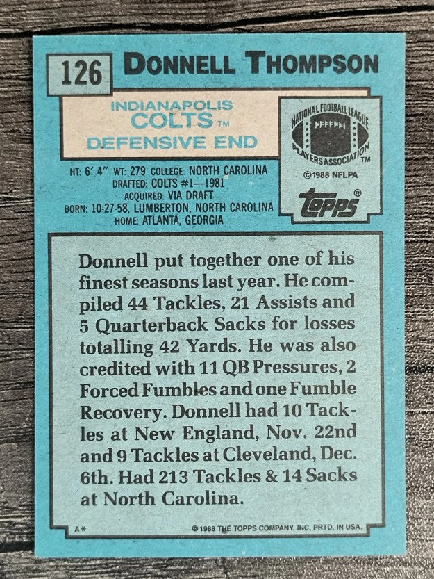1988 Topps #126 Donnell Thompson