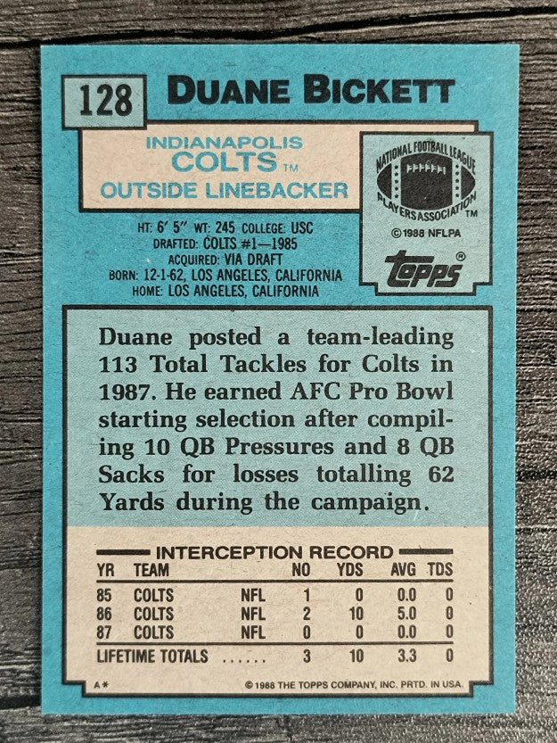 1988 Topps #128 Duane Bickett