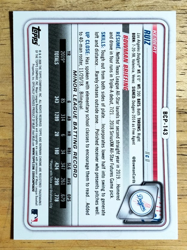 2020 Bowman Chrome Prospects #BCP143 Keibert Ruiz