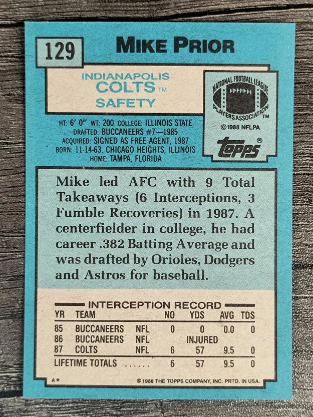 1988 Topps #129 Mike Prior RC
