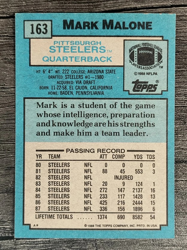 1988 Topps #163 Mark Malone