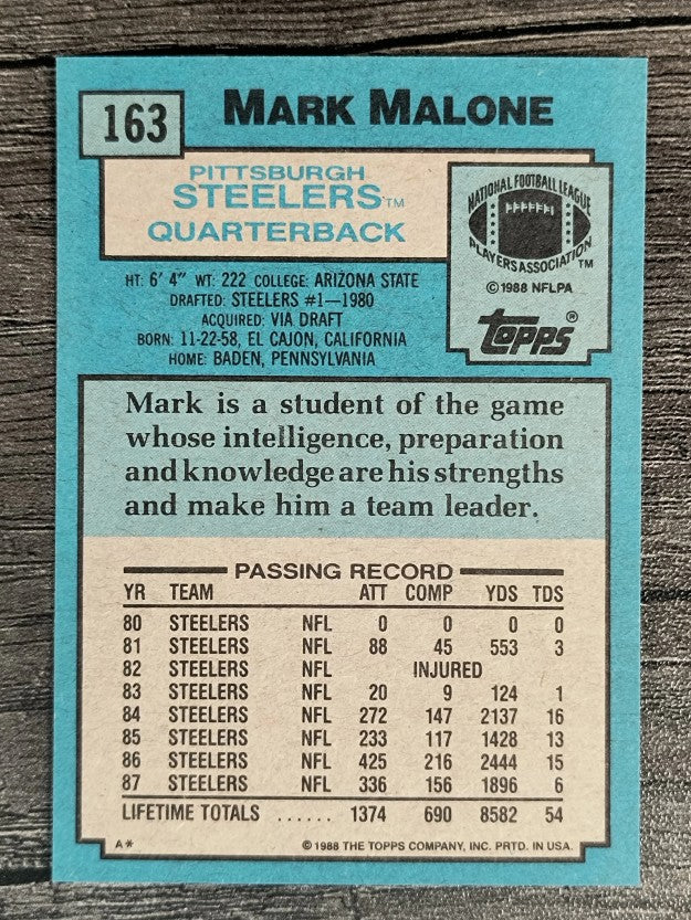 1988 Topps #163 Mark Malone