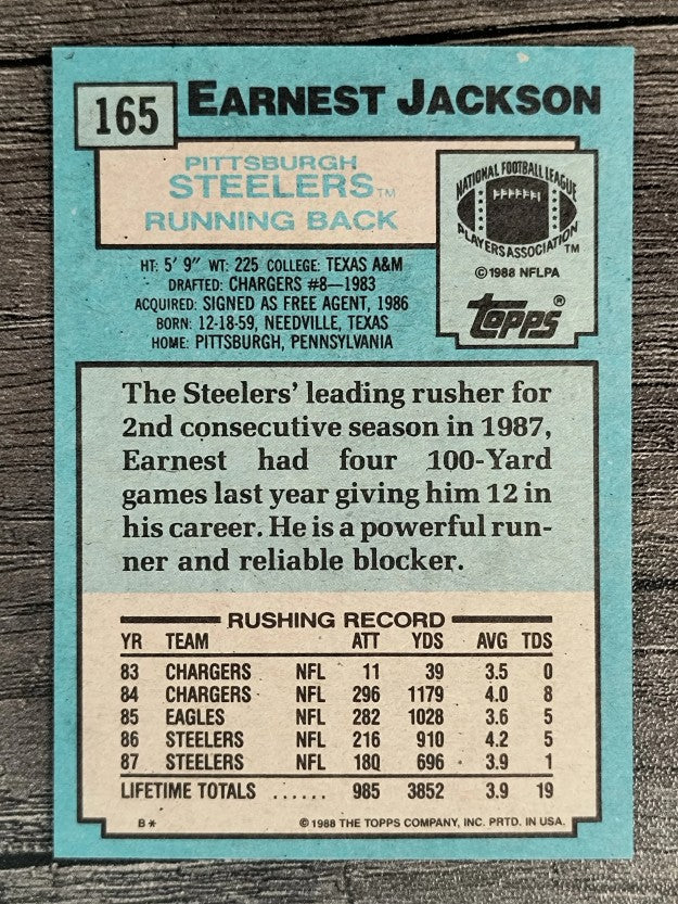 1988 Topps #165 Earnest Jackson