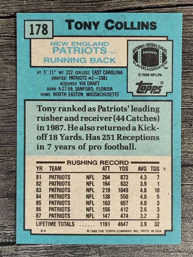 1988 Topps #178 Tony Collins