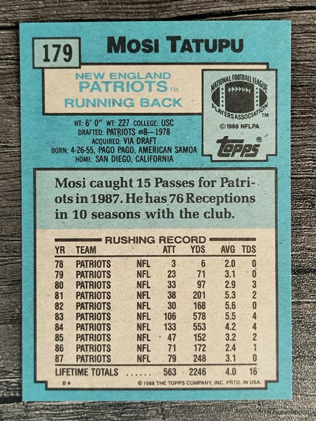 1988 Topps #179 Mosi Tatupu