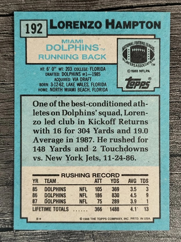 1988 Topps #192 Lorenzo Hampton